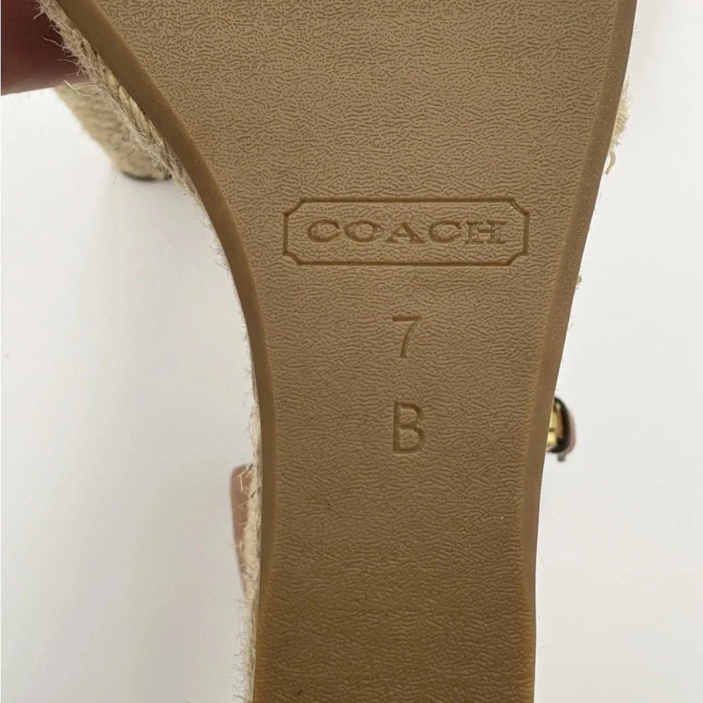 Coach Glinda Espadrille Platform Sandal -Size 7B, Brown Buckle Wedge - Picture 3 of 14